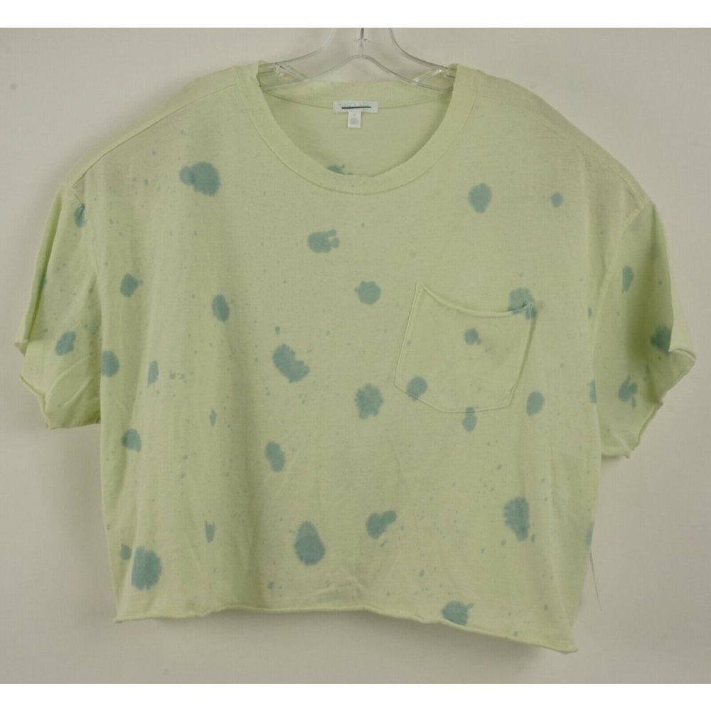 New ABOUND Womens Sz S Oversized Loose Green Tie Dye Cropped Crew Pocket T-Shirt